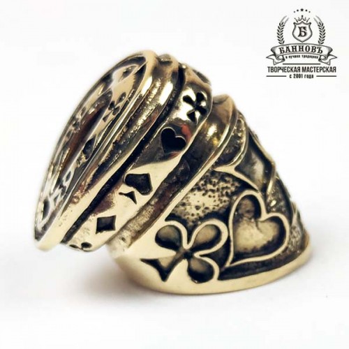 Ножевая пара №38 "Карты" большая гарда, бронза