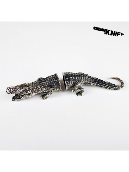 Шампурная пара "Крокодил", белая бронза