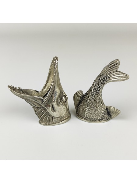 "Щука" овал, шампурная пара, белая бронза