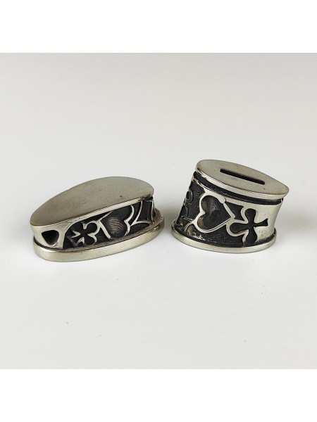 "Карты" вид 2, шампурная пара, белая бронза