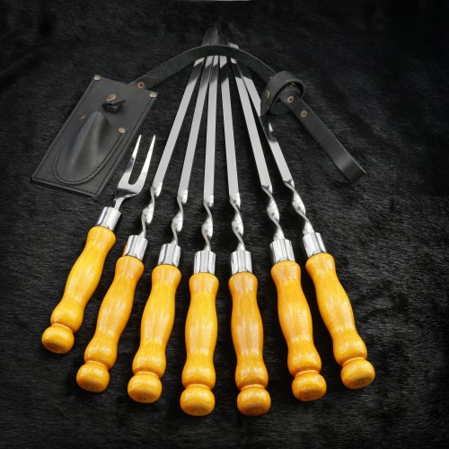 "Класичні" жовті, шампури з виделкою в підвісі