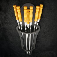 "Класичні" жовті, шампури з виделкою в підвісі