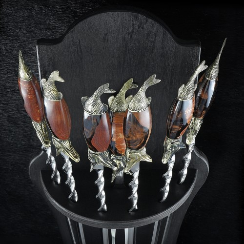 "Щуки" шампури №1, з виделкою для зняття м'яса, в сагайдаку