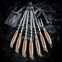 "Кабанчики", шампури + виделка у шкіряному сагайдаку.