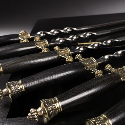 "Патріот" кинжальні, шампури в чохлі (дуб, латунь)