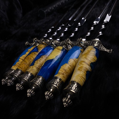 "Патріот" кинджальні шампури  з виделкою у сагайдаку (гібрид, бронза)