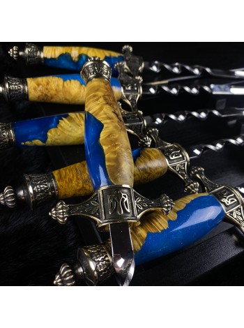 "Патріот" кинджальні шампури  з виделкою у сагайдаку (гібрид, бронза)