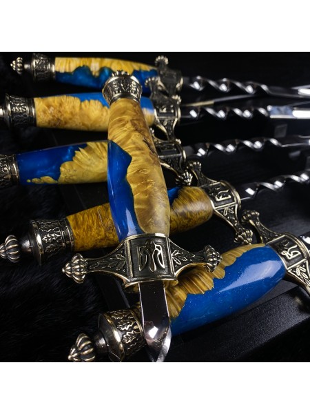 "Патріот" кинджальні шампури  з виделкою у сагайдаку (гібрид, бронза)