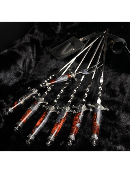 "Патріот" кинжальні, шампури в чохлі з виделкою (гібрид, біле)