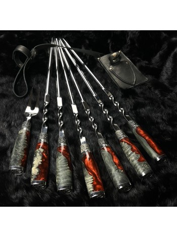 "Патріот" класичні, шампури з виделкою в чохлі (черв./чор.)