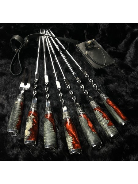 "Патріот" класичні, шампури з виделкою в чохлі (черв./чор.)