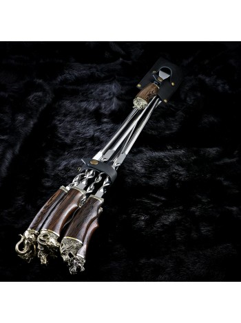 "Престиж" латунь, 6 шампурів з виделкою в сагайдаку