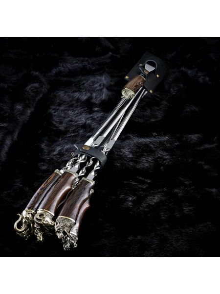 "Престиж" латунь, 6 шампурів з виделкою в сагайдаку