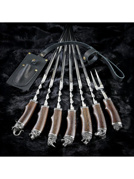 "Престиж" біла бронза, 6 шампурів з виделкою в сагайдаку